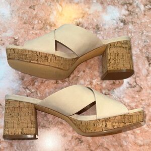 CCOCCI Cream Mules Cork Platform Casual